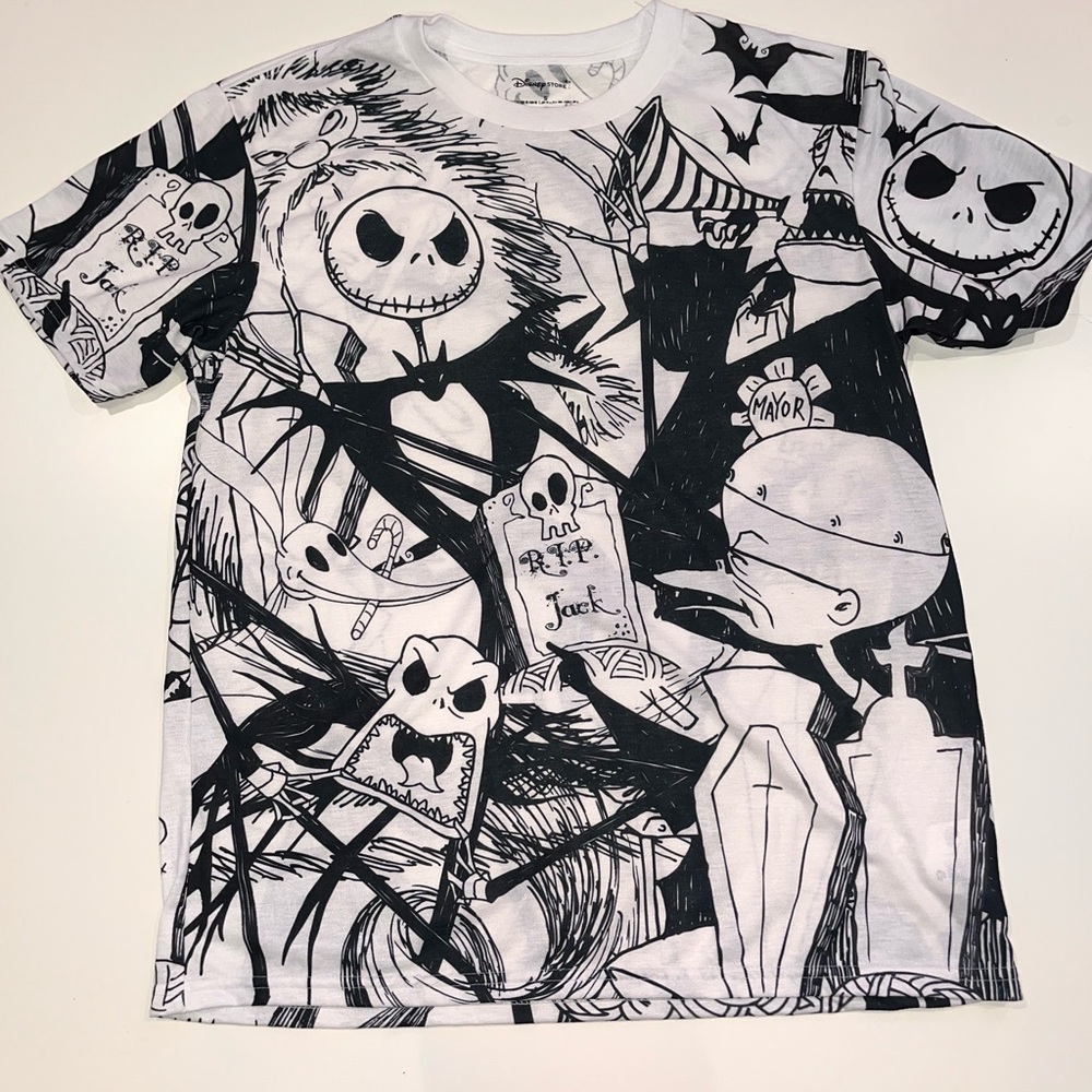 Disney Black and White The Nightmare Before Christmas Short Sleeve Tee